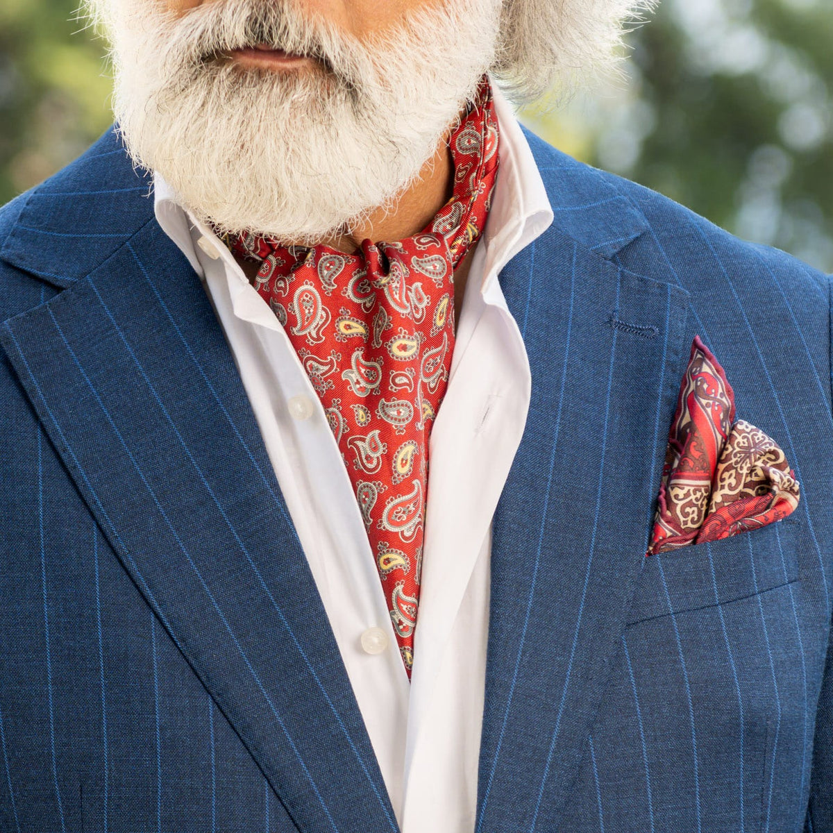 Italian Red Paisley Silk Ascot Tie