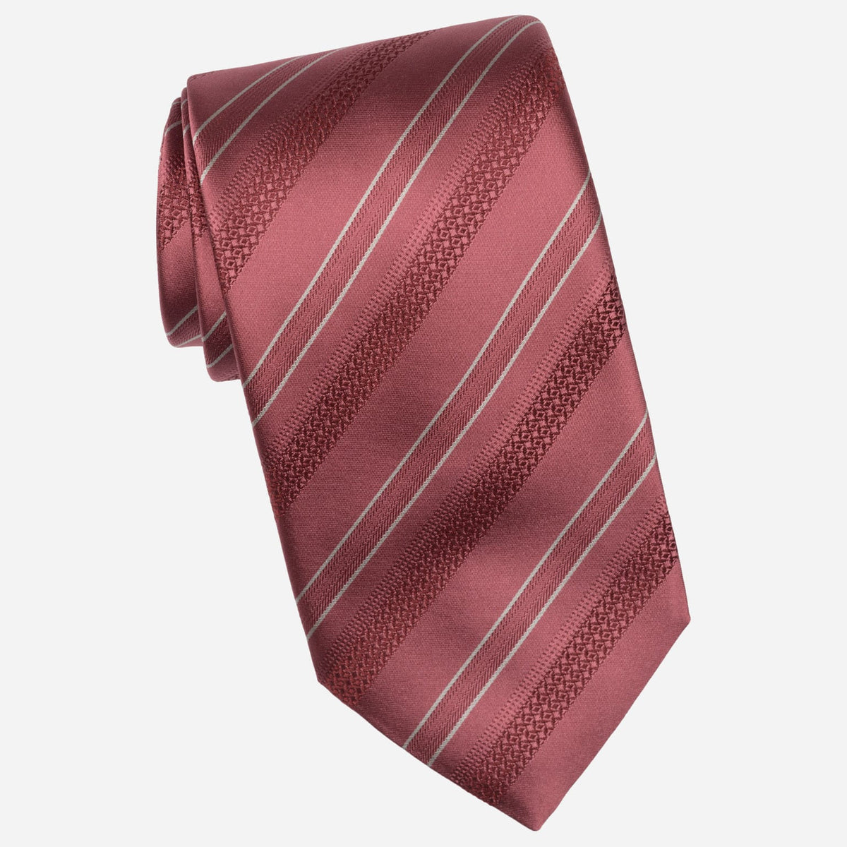 Handmade Rose Red Striped Silk Tie