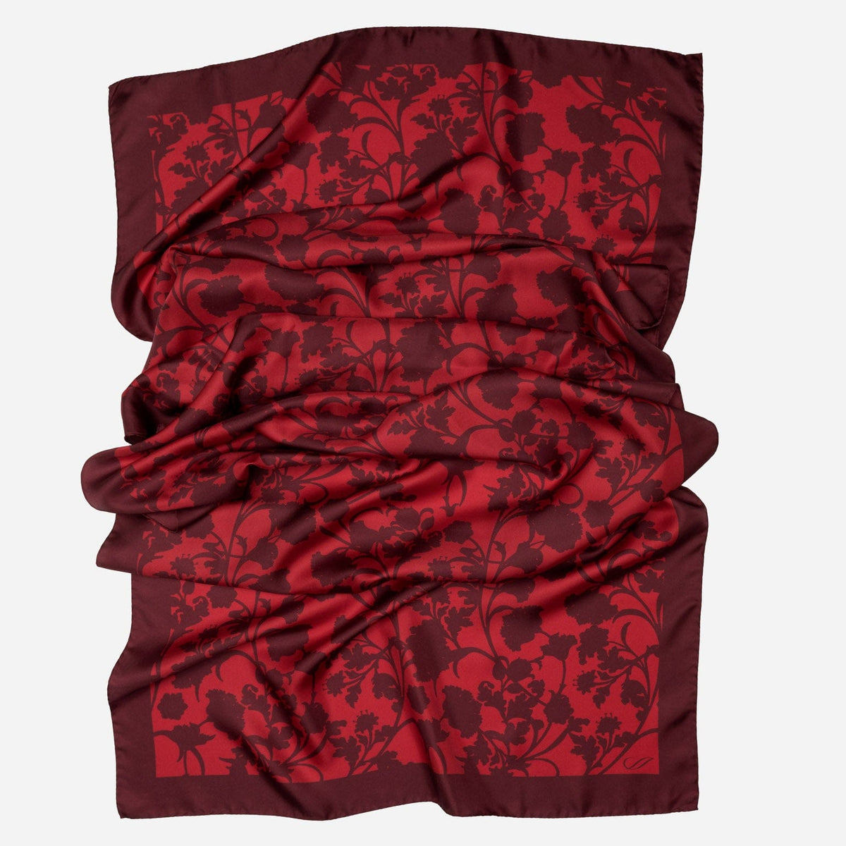 Ruby Red Floral Silk Evening Shawl