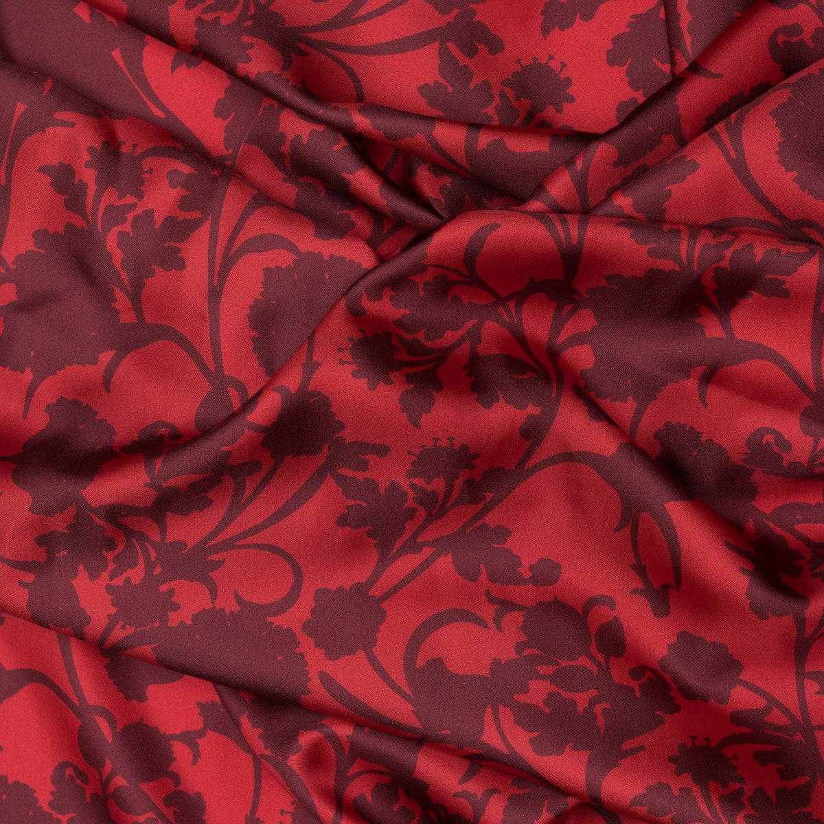 Ruby Red Floral Silk Evening Shawl