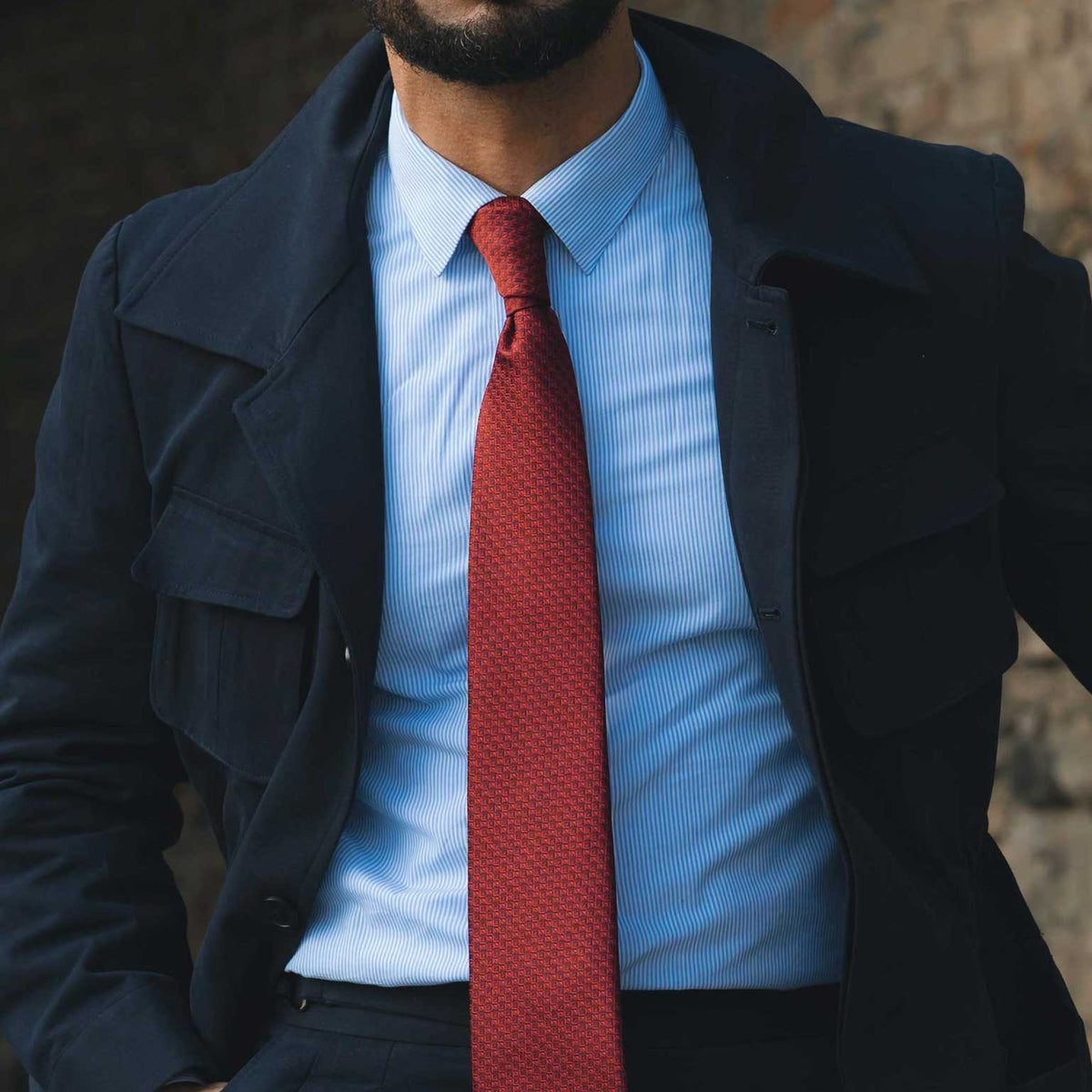 Men's Designer Italian Silk Tie Ruby Red