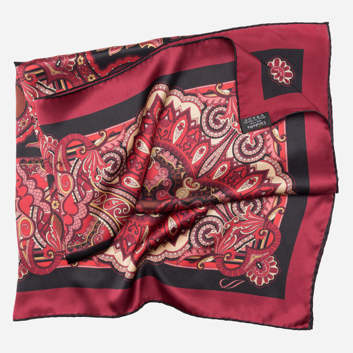 Italian Red Silk Paisley Square Scarf