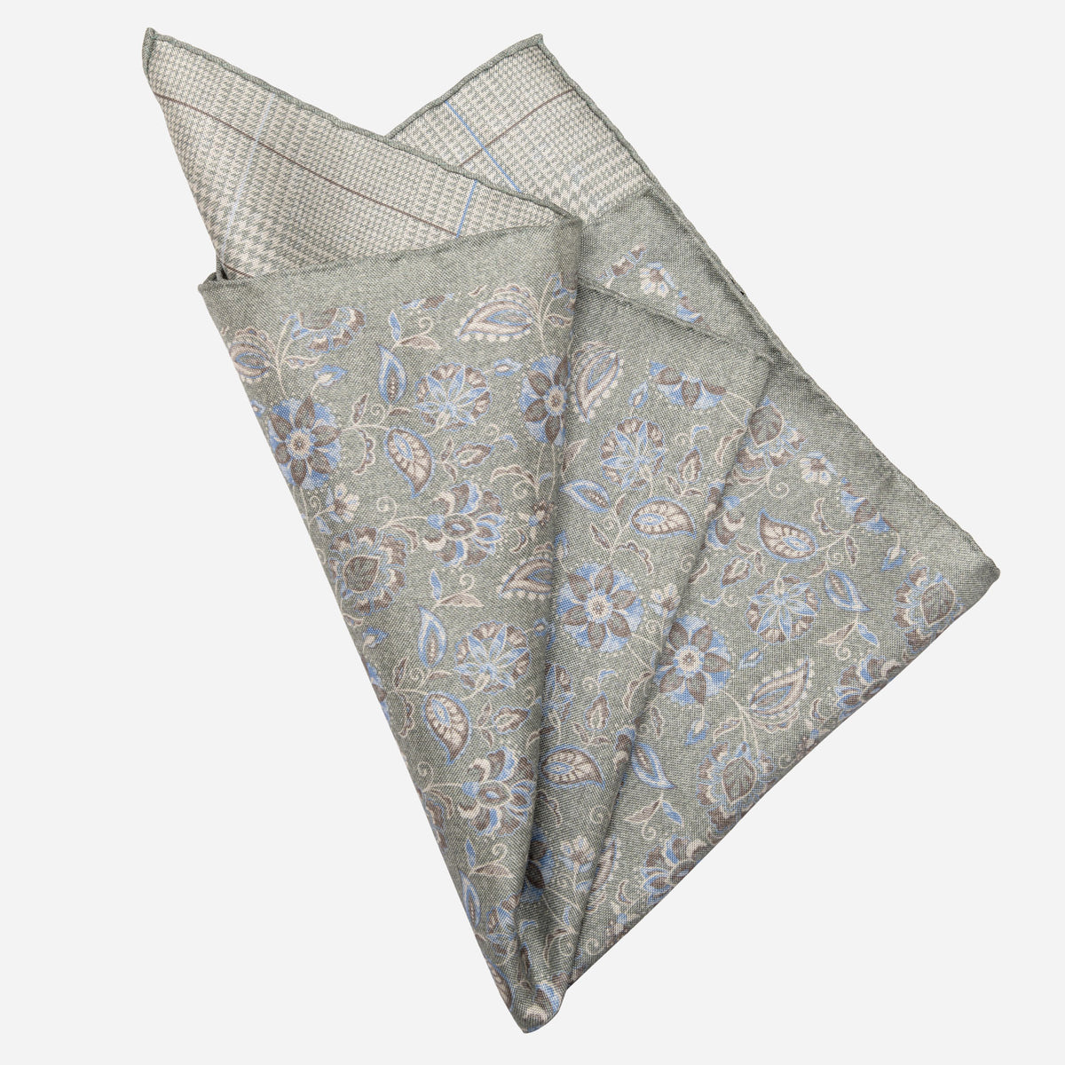 Double Sided Silk Pocket Square Sage Green