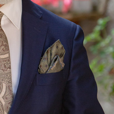 Sage Green Double Sided Silk Pocket Square