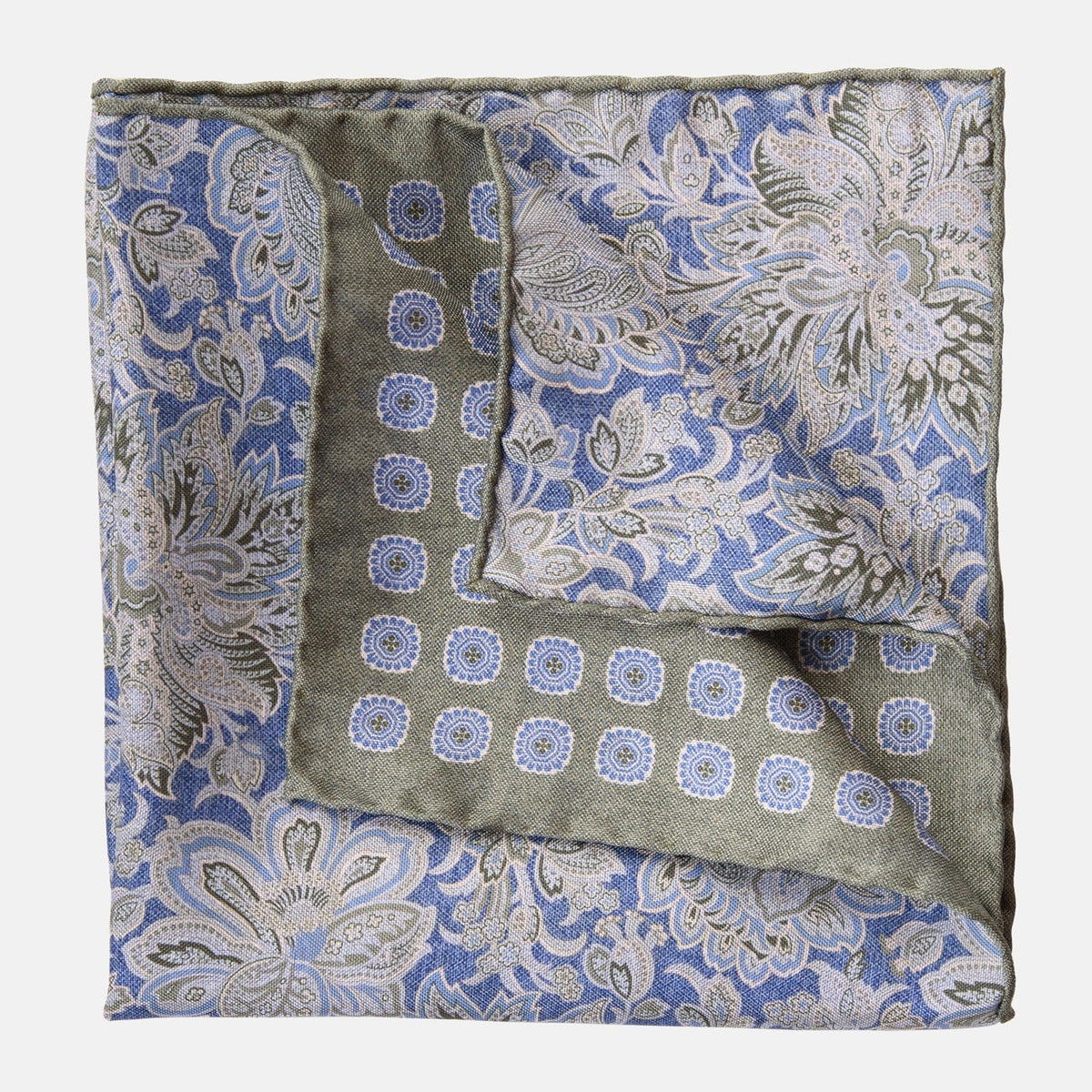 Sage Green Double Sided Silk Pocket Square