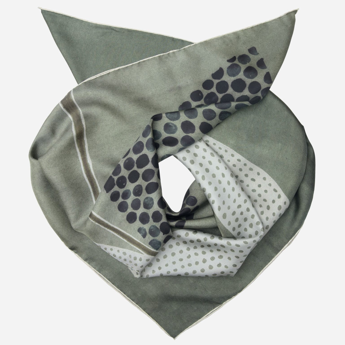 Italian Square Silk Scarf - Sage Green