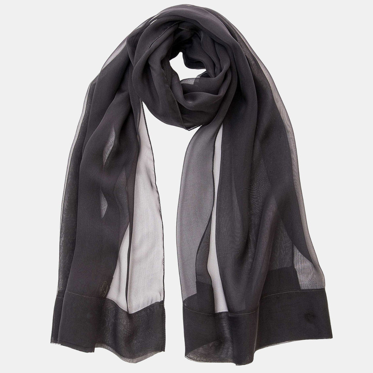 Black Large Silk Georgette Wrap Shawl