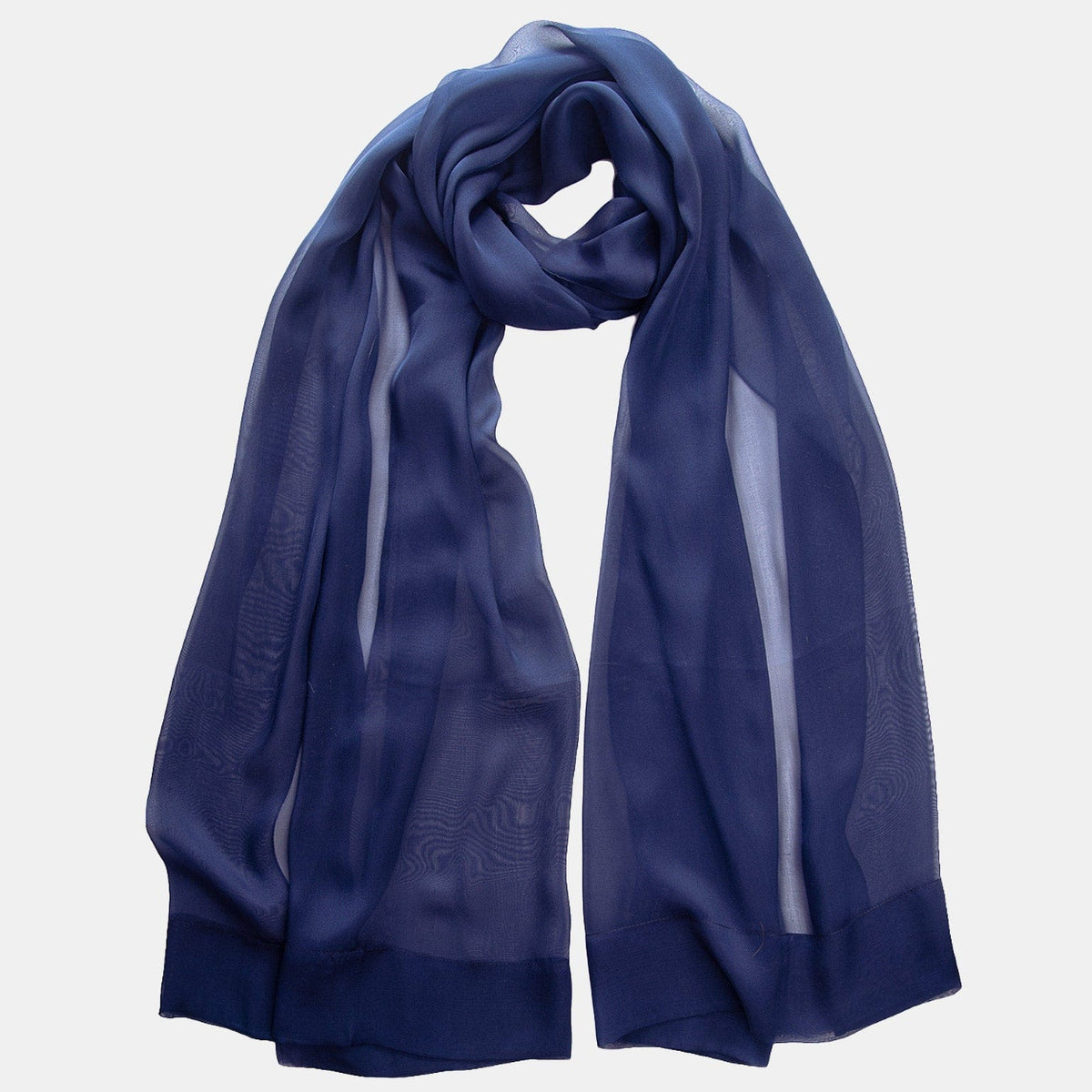 Navy Blue Large Silk Georgette Wrap Shawl