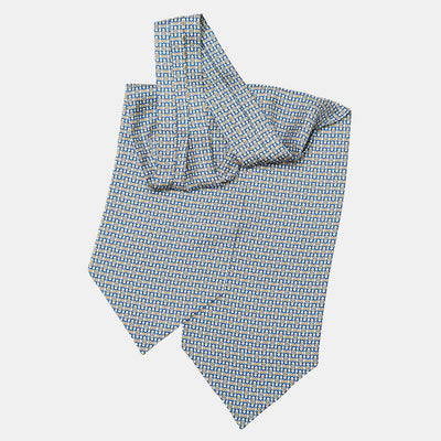 Blue and Yellow Italian Silk Ascot Tie