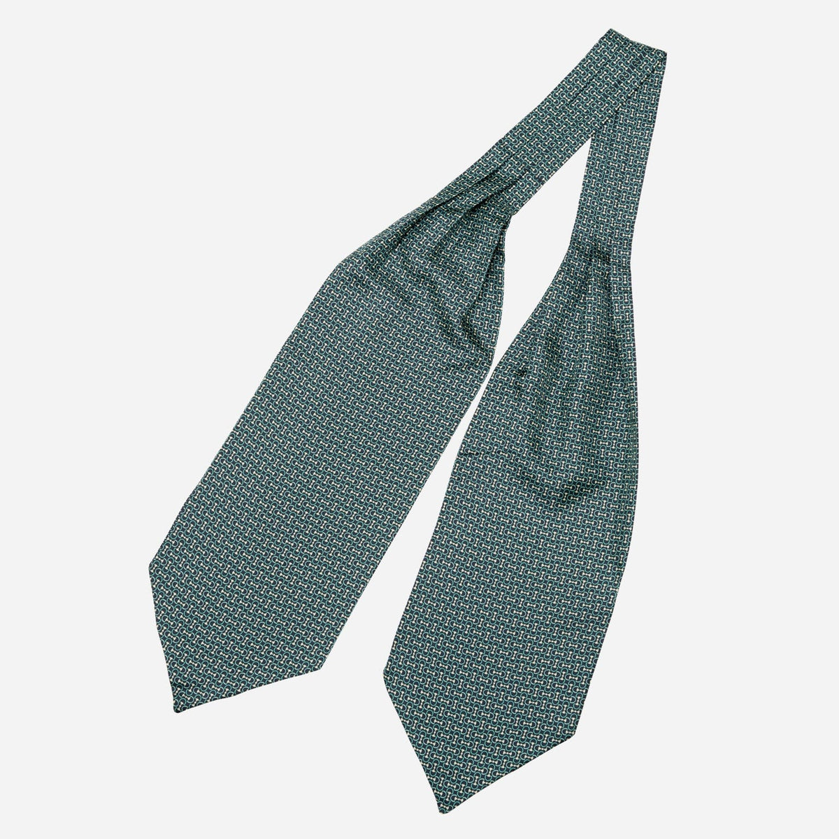 Green and Navy Italian Silk Ascot Tie