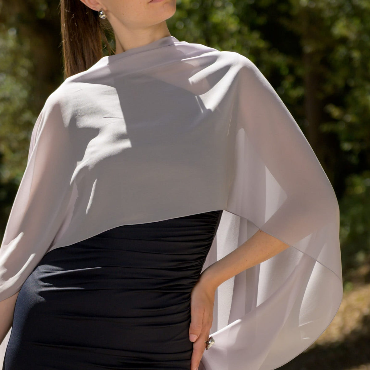 Silver Large Silk Georgette Wrap Shawl
