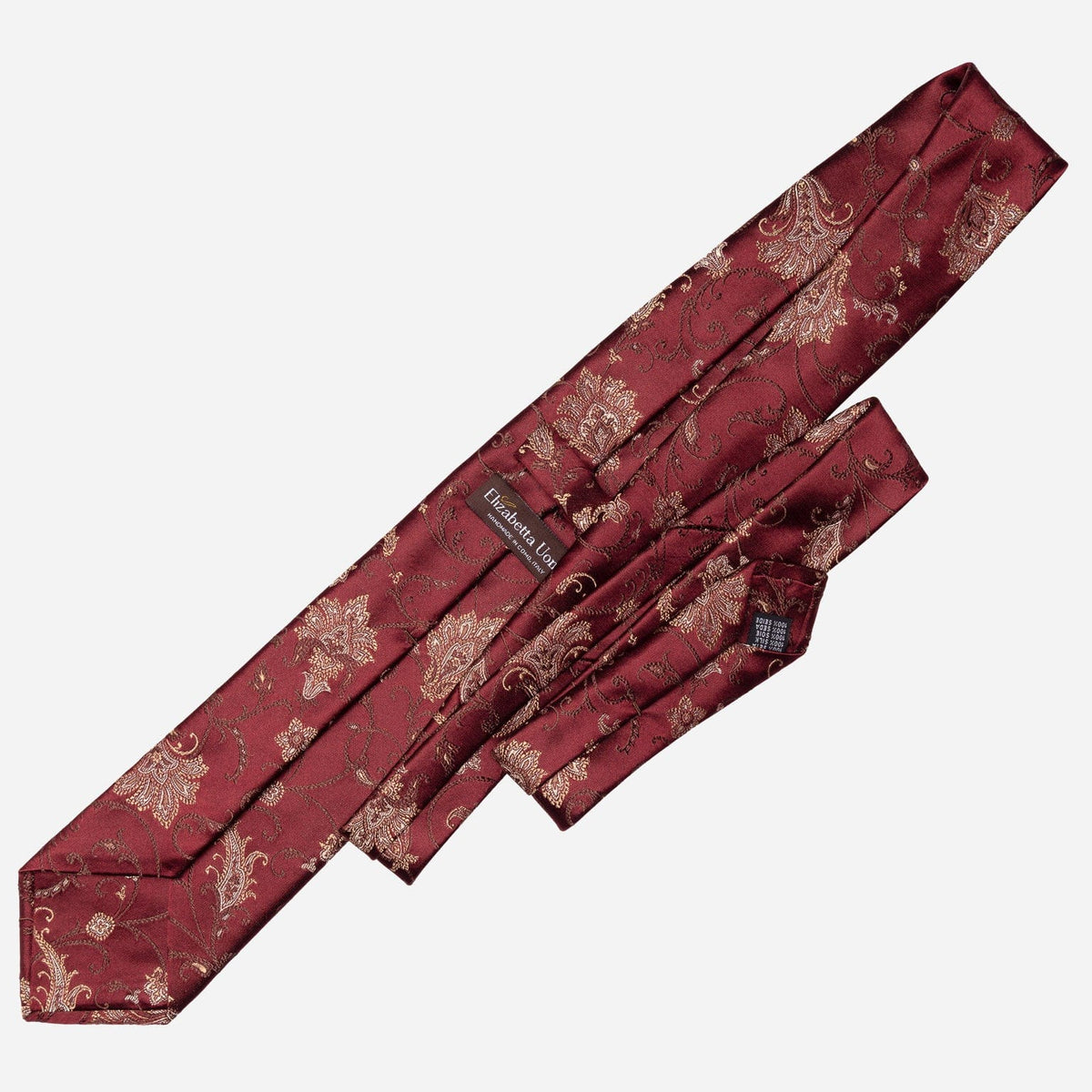 Italian Burgundy Floral Silk Tie