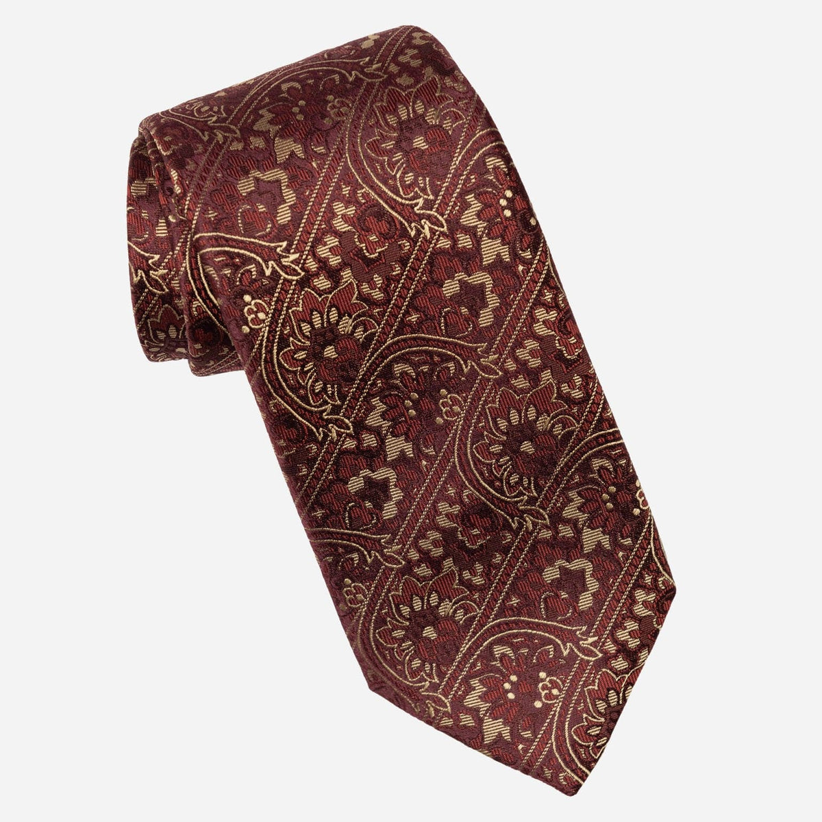 Handmade Italian Burgundy Floral Silk Tie
