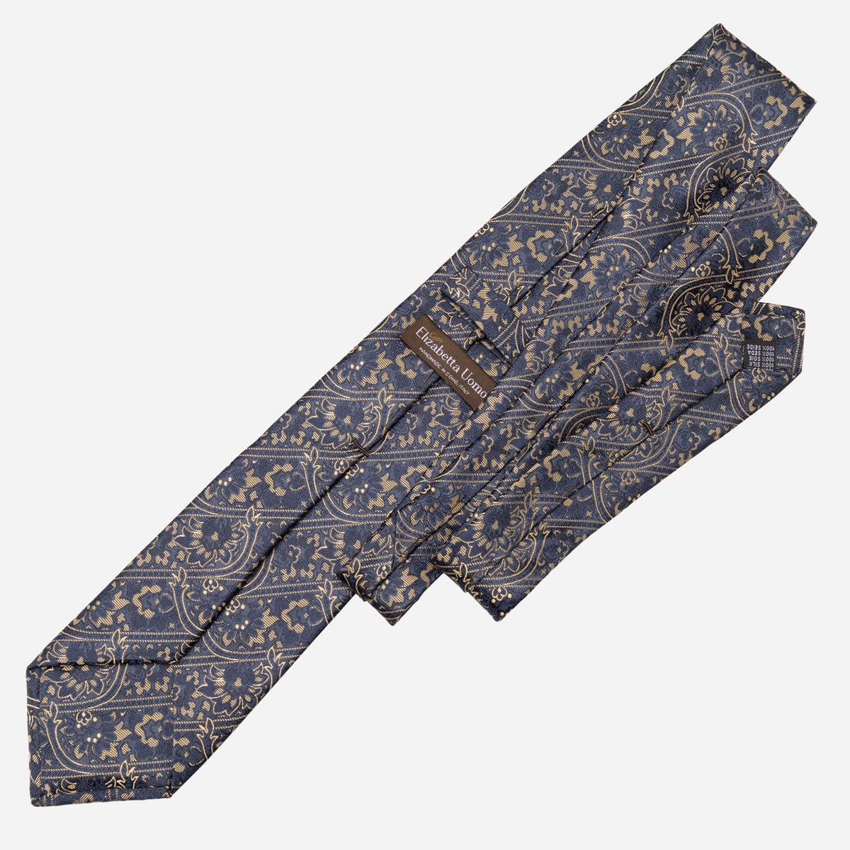 Handmade Italian Blue Floral Silk Tie