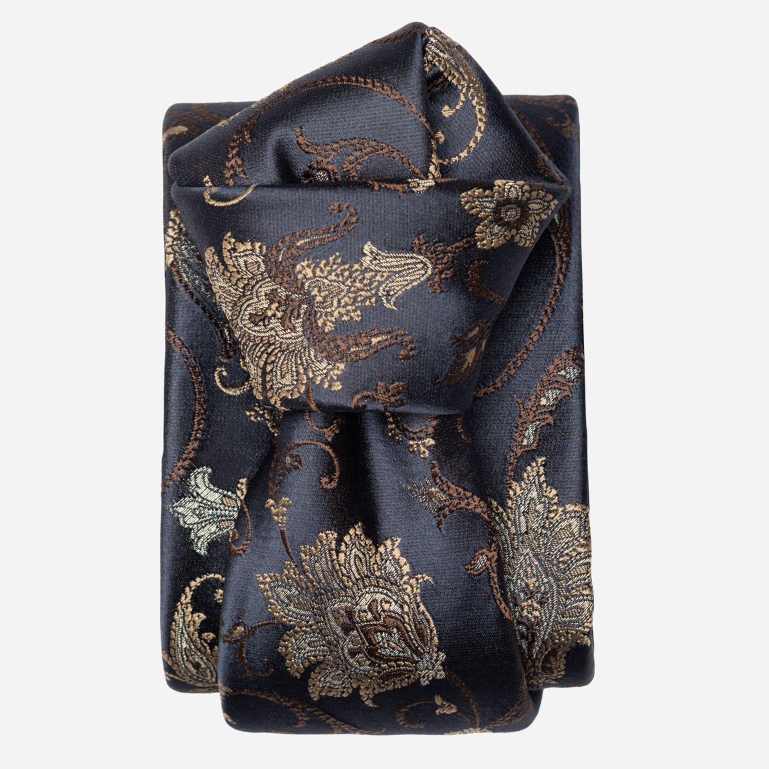 Italian Handmade Dark Blue Floral Silk Tie