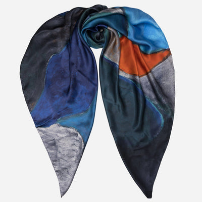 Women's Extra Large Blue Silk Square Scarf