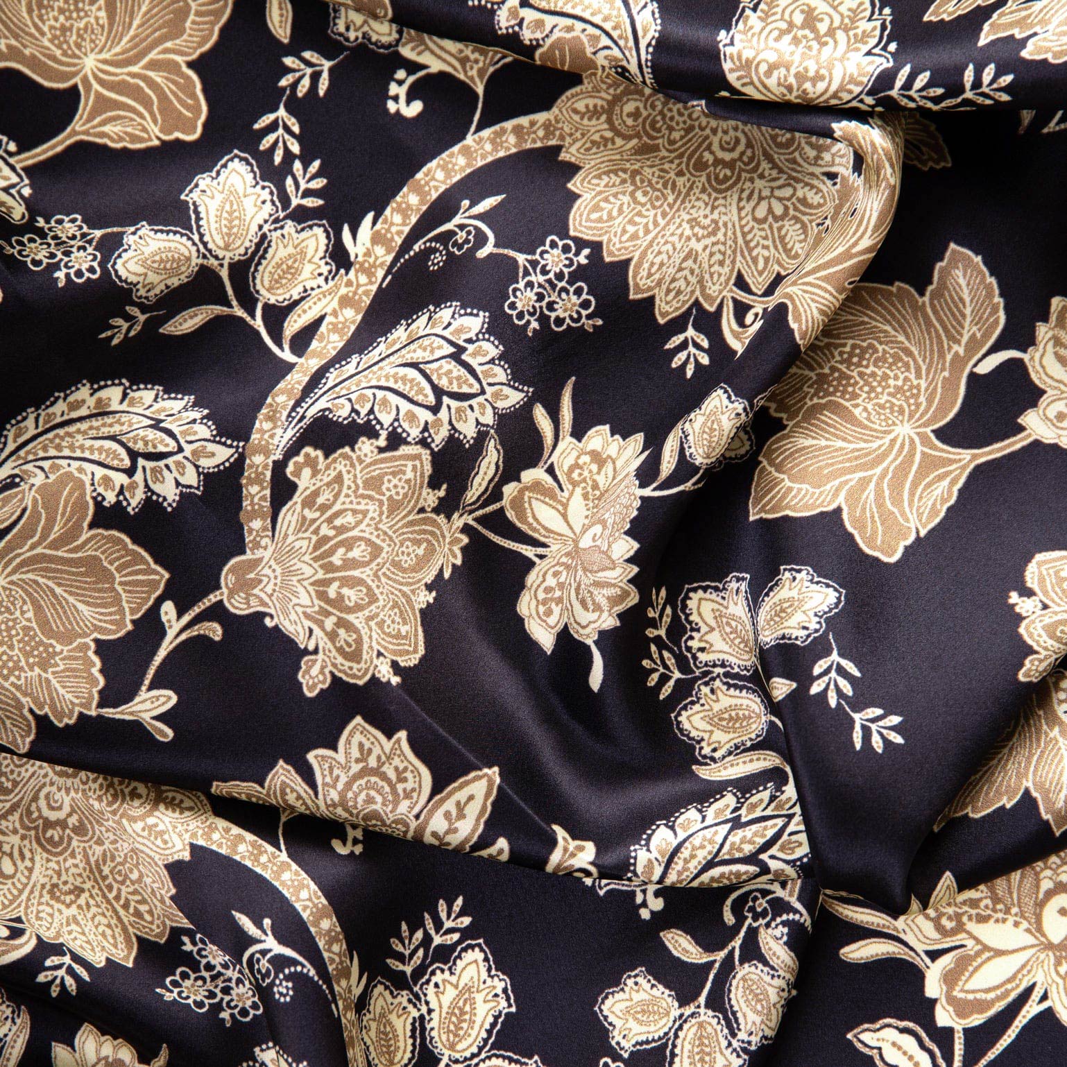 Italian Silk Satin Evening Shawl - Black & Gold Italian Silk Satin Evening Shawl - Black & Gold