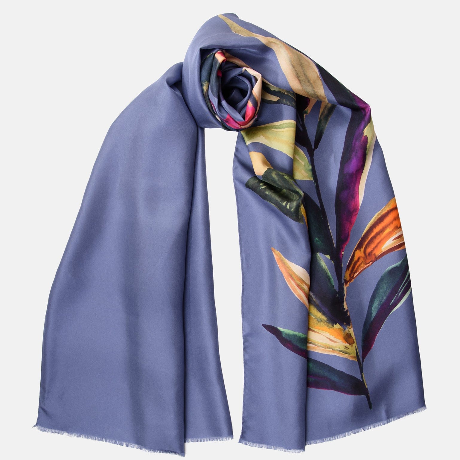 Blue Womens Fashion Scarves - Silk Wool and Cashmere - Elizabetta