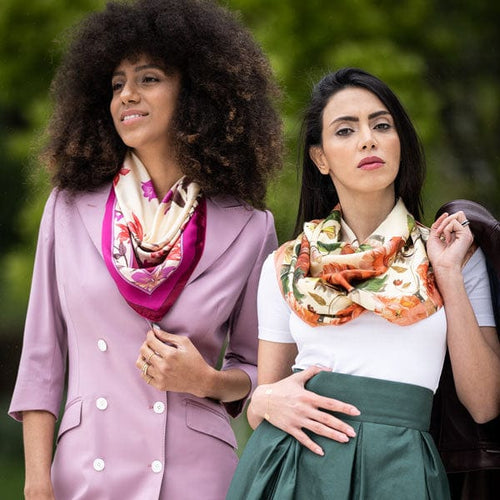 Women's silk scarves from Como, Italy