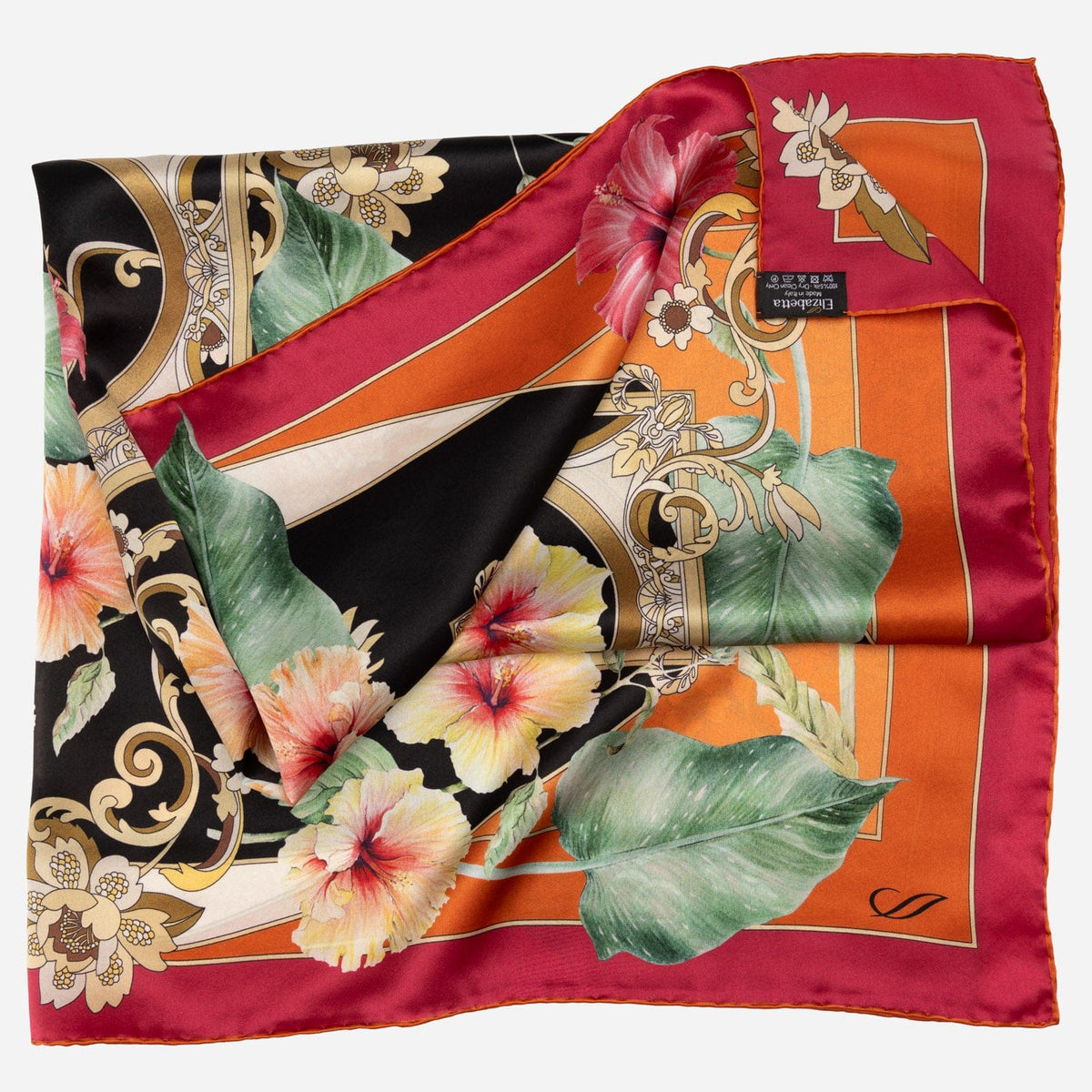 Women&#39;s Floral Silk Square Scarf