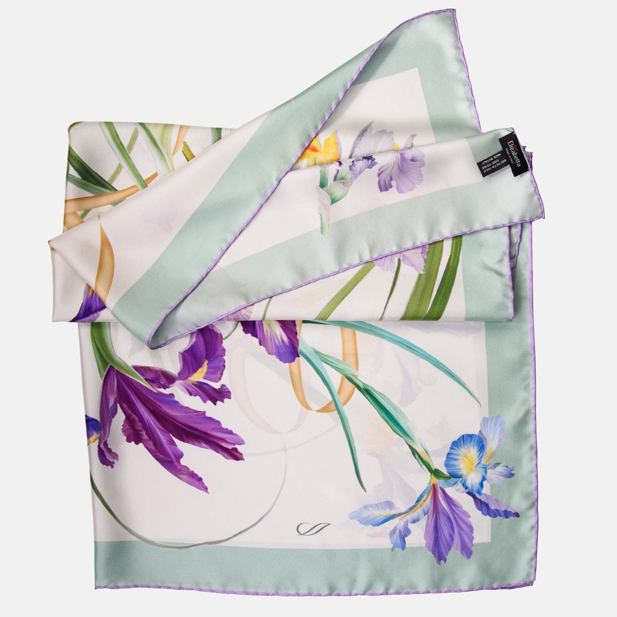 Mint Green Floral Silk Square Scarf