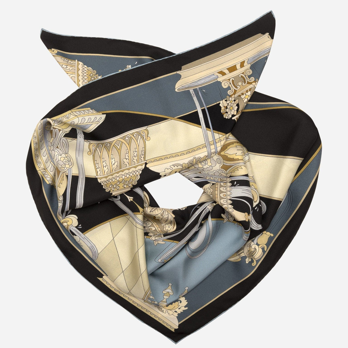 Women&#39;s Italian Silk Square Scarf - Steel