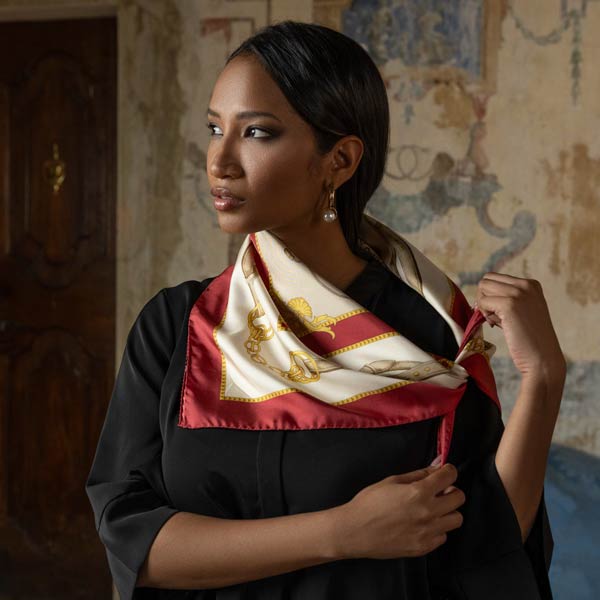 Silk twill Italian square scarf for women