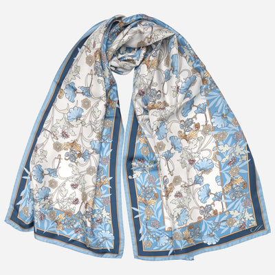 Women's Blue Floral Italian Silk Scarf