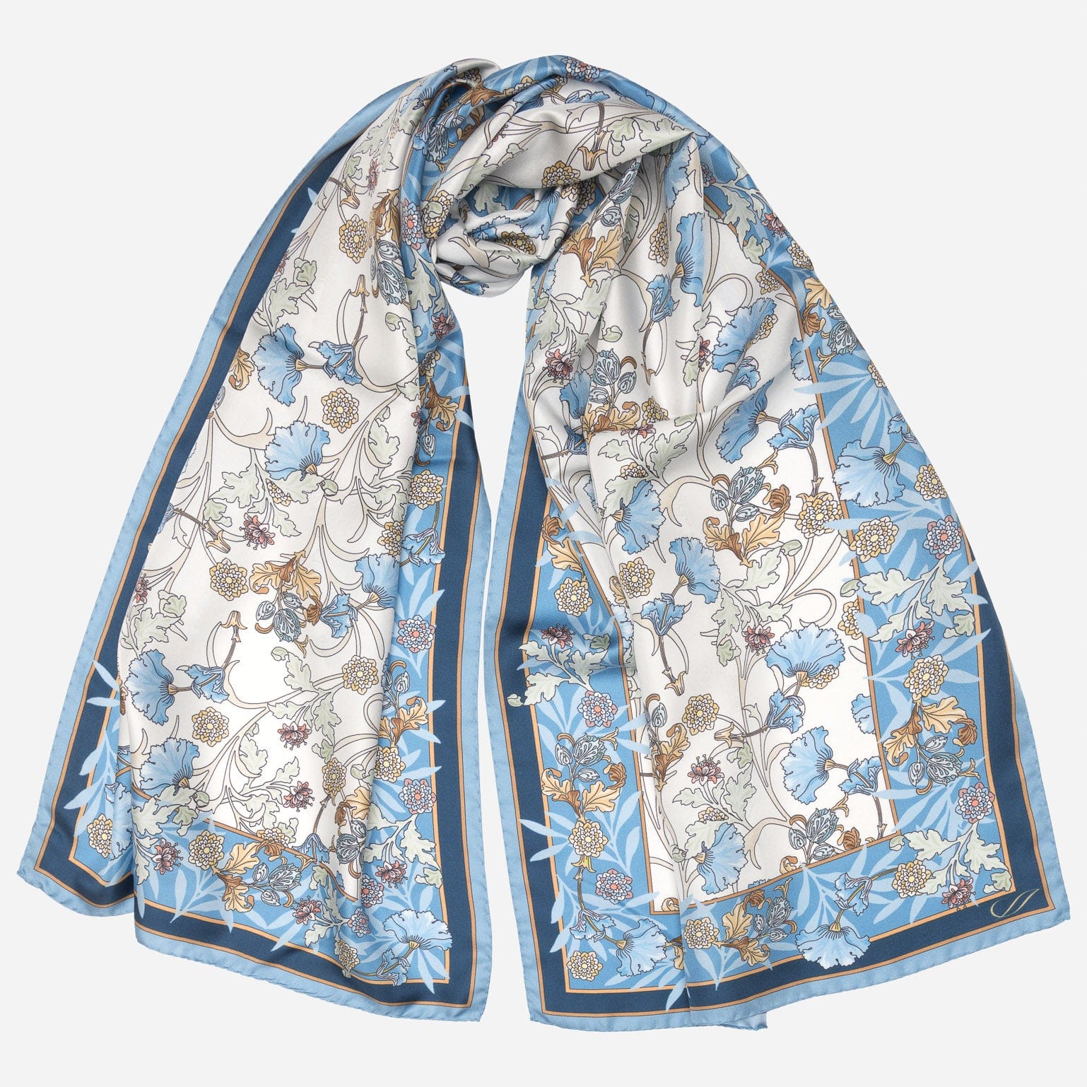 Women's Blue Floral Italian Silk Scarf