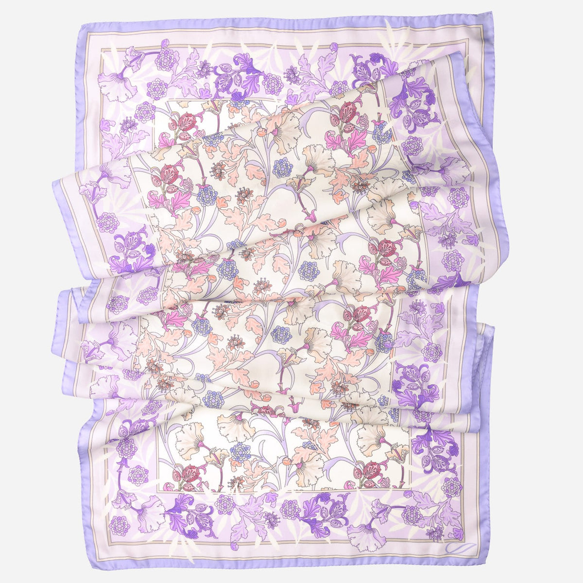 Women's Lavender Floral Italian Silk Scarf