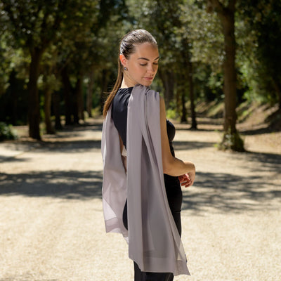 Silver Large Silk Georgette Wrap Shawl