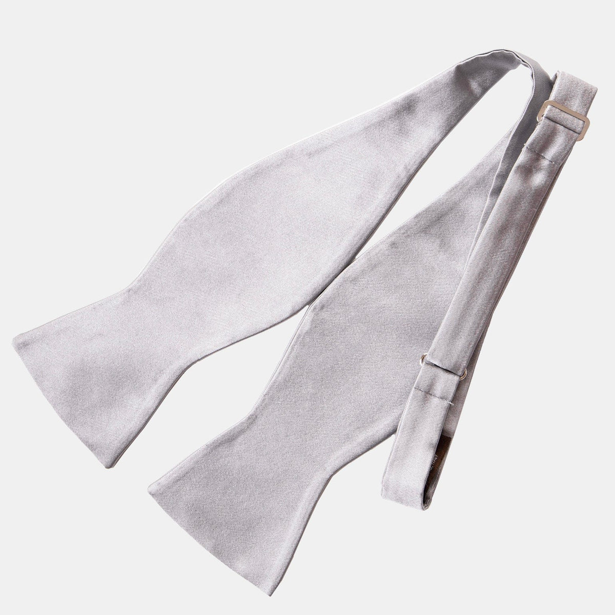 Men&#39;s Italian Silk Satin Bow Tie - Silver Grey