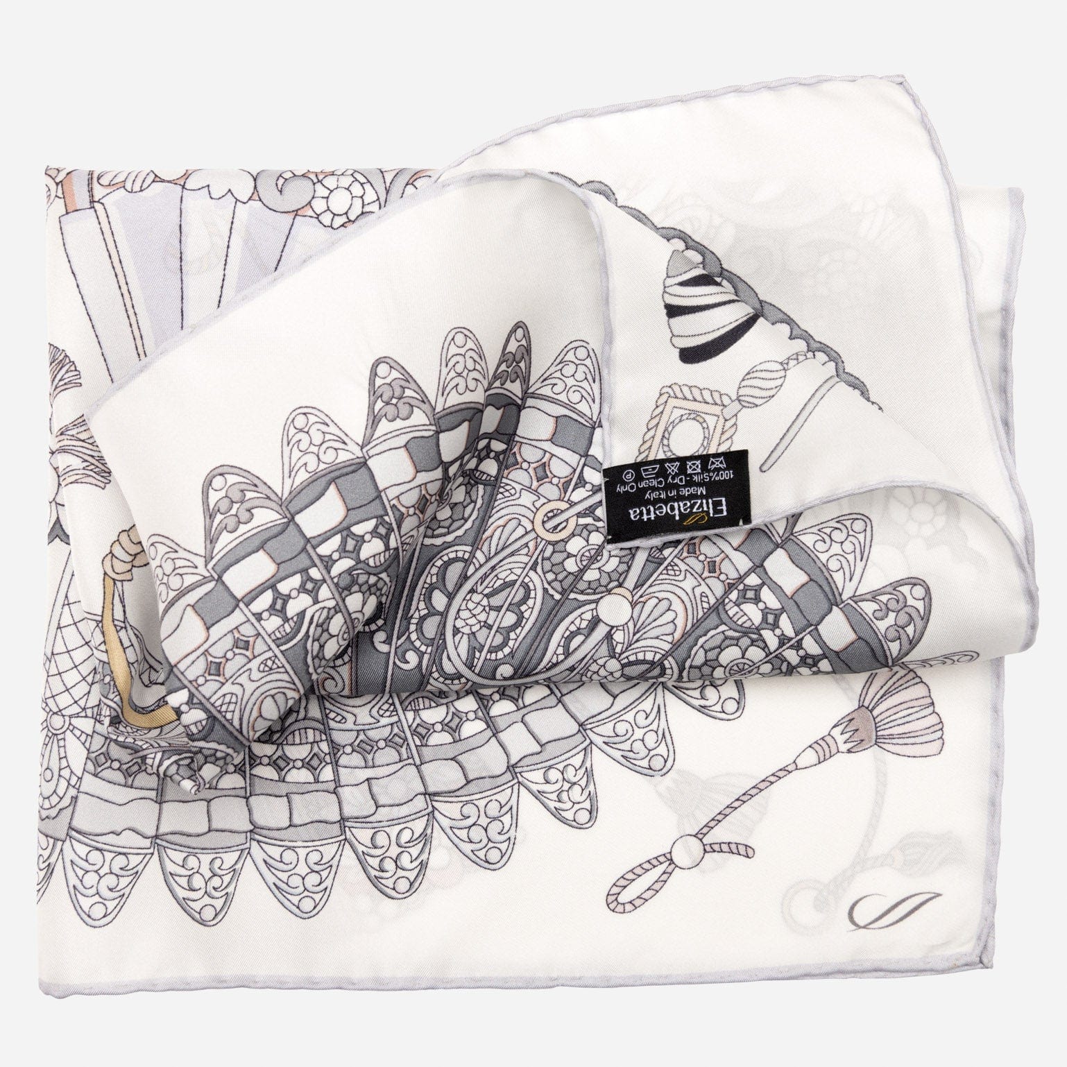 White and Silver Silk Bandana for Women