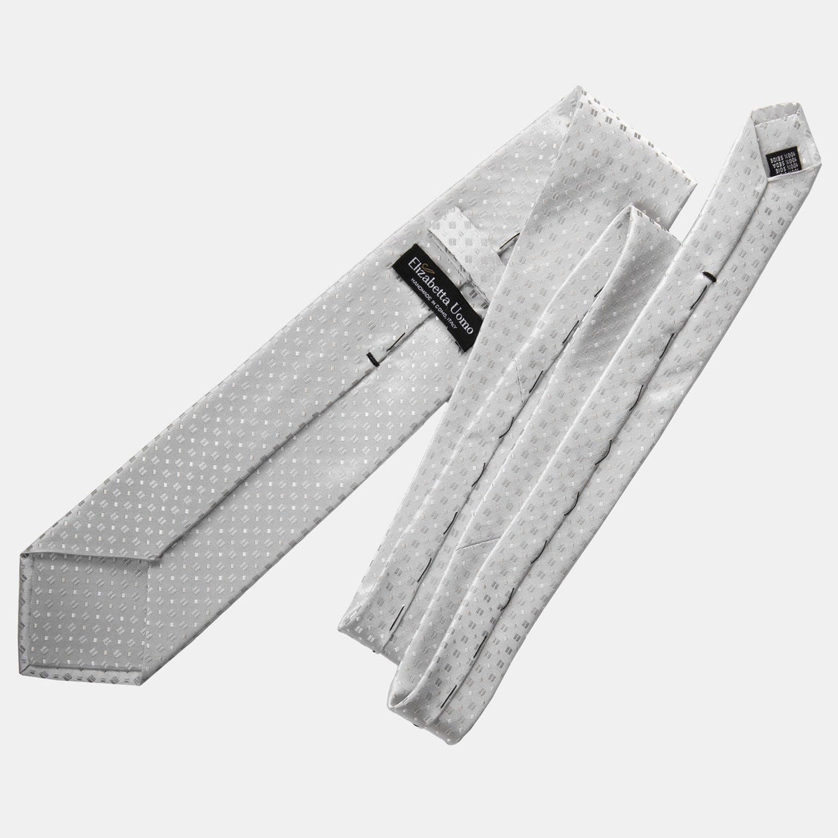 Extra Long Silver Grey Formal Italian Silk Jacquard Tie