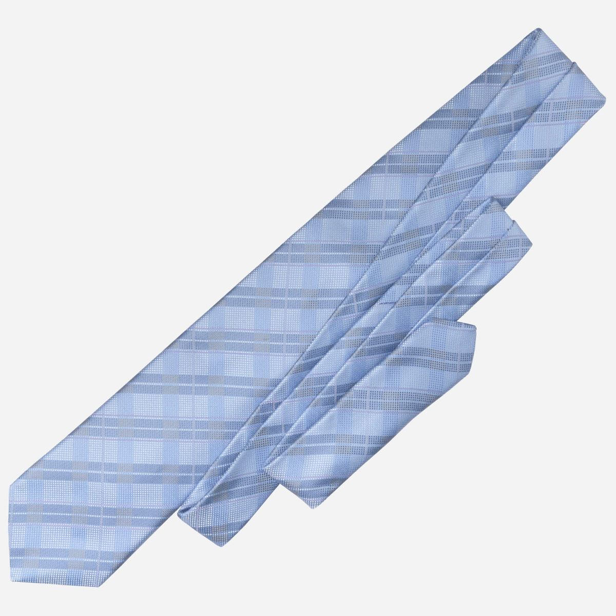 Sky Blue Italian Plaid Silk Tie for Men