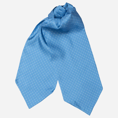 Italian Sky Blue Patterned Silk Ascot Tie