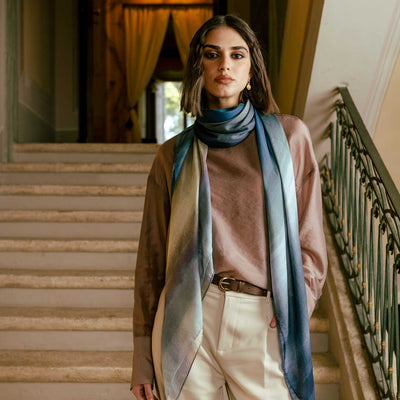 Ocean Blue Modal Silk Square Scarf