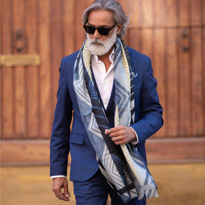 Men's lightweight soft Italian designer wool scarf