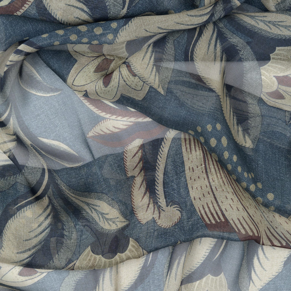 Designer Italian Silk Scarf - Blue