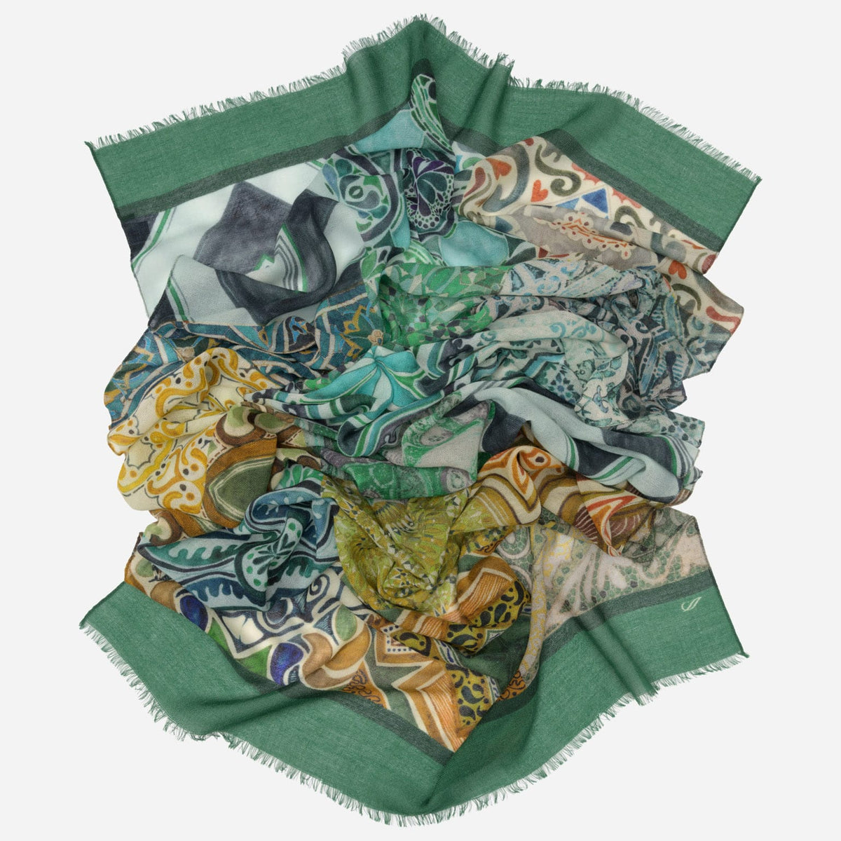Green Italian Designer Wool Scarf