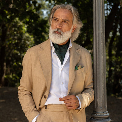 Floral Green Italian Silk Ascot Tie