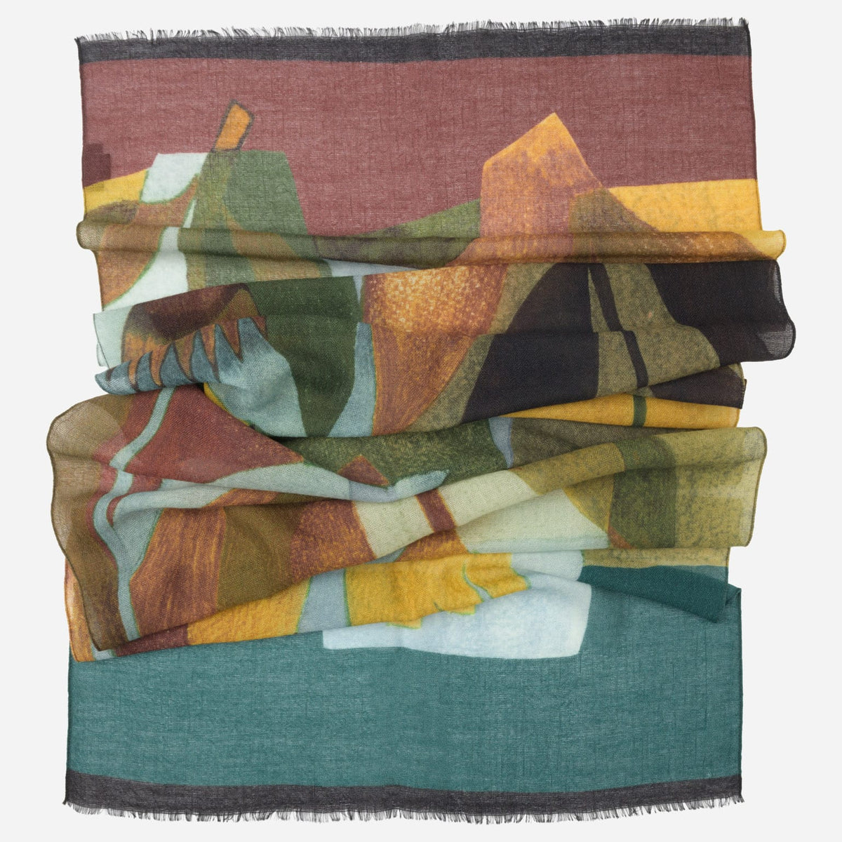 Italian Designer Earth Tones Wool Scarf