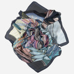 Designer Large Silk Wrap - Blue & Plum