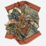 Terracotta Italian Designer Wool Scarf