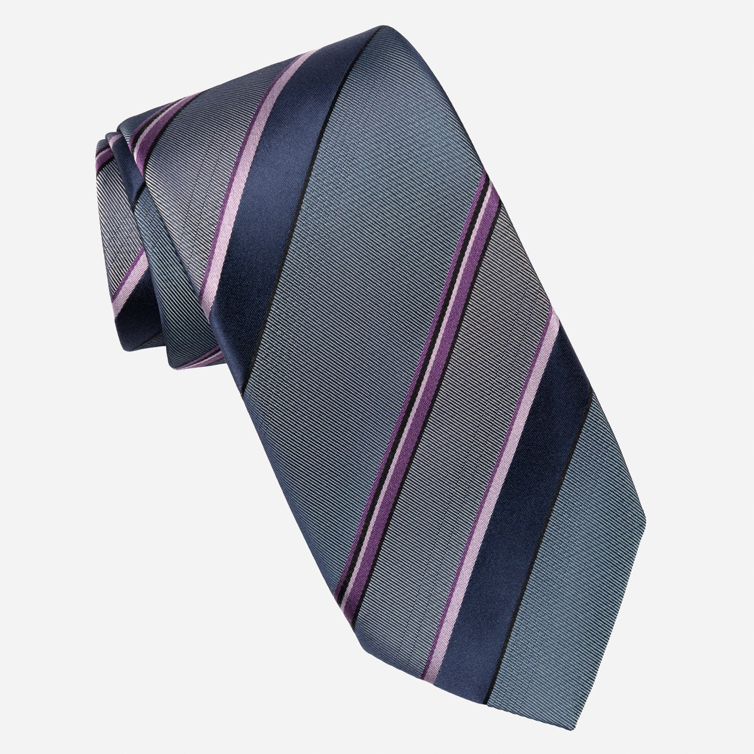 Italian Blue and Lavender Striped Silk Tie