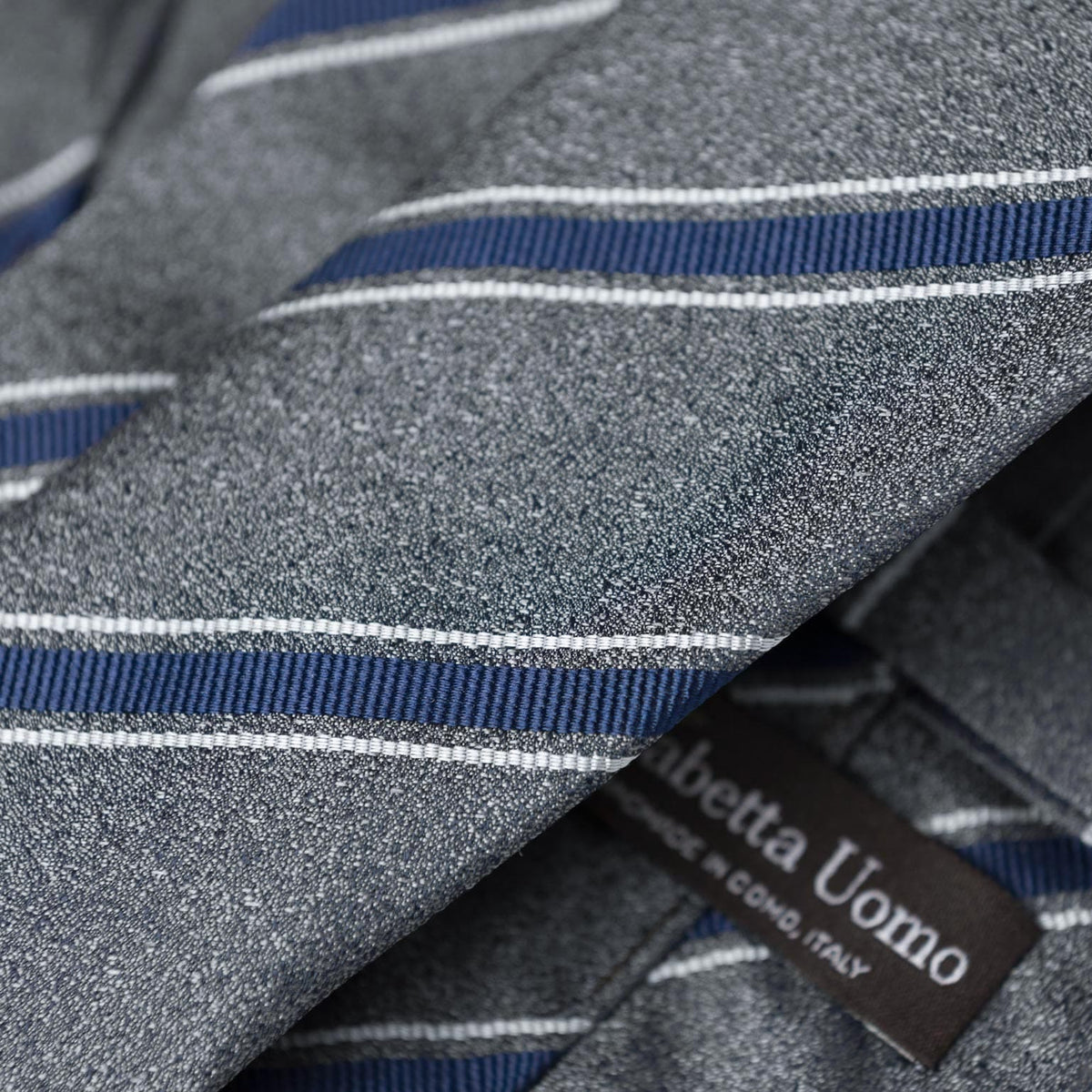 Extra Long Dark Grey Italian Silk Striped Tie