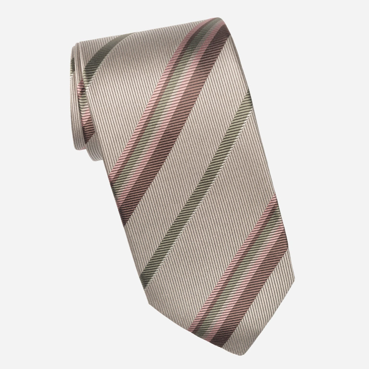 Beige Striped Handmade Italian Silk Tie