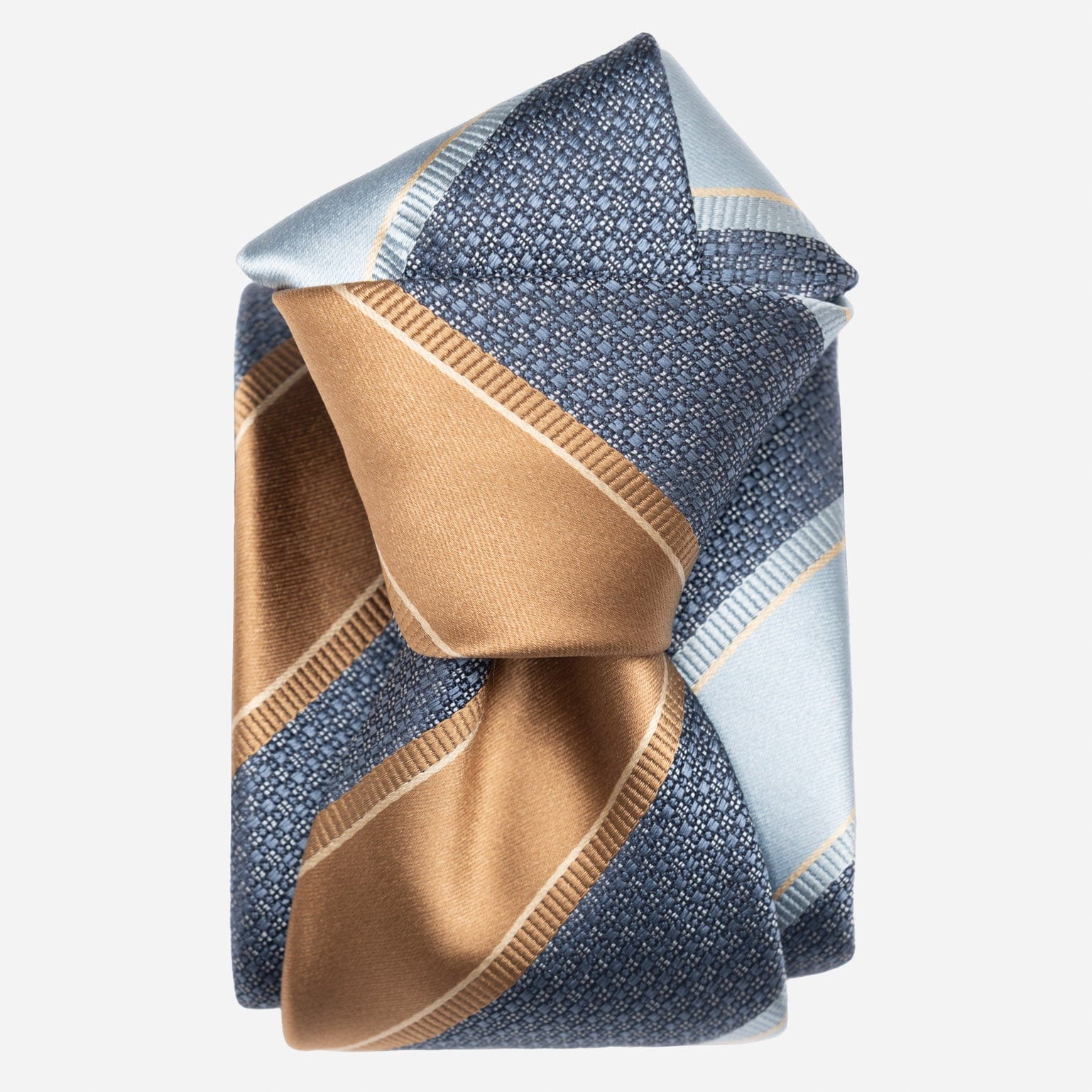 Blue and Copper Striped Italian Silk Tie