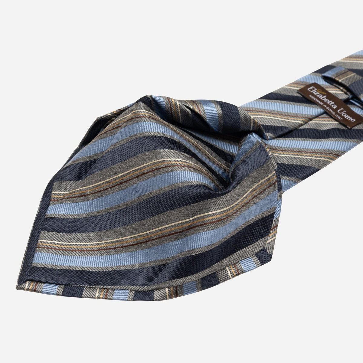 Italian Blue and Grey Stripes Silk Tie