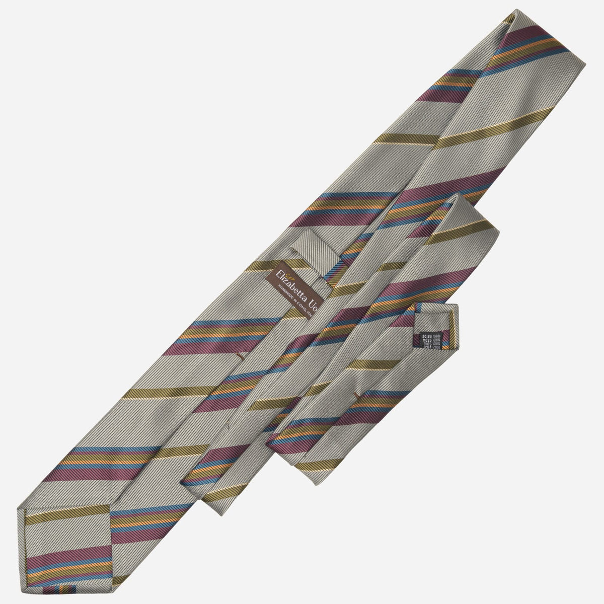 Grey Striped Handmade Italian Silk Tie